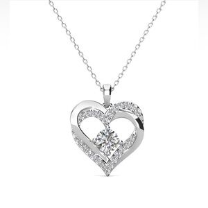 NEW Cate & Chloe‎ April Birthstone Heart Necklace 18k White Gold Plated Silver